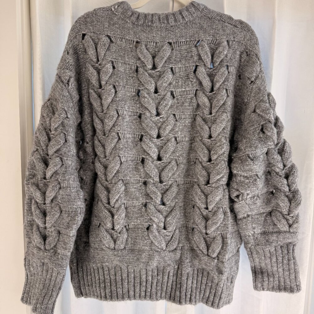 Zara Grey Cable Knit Sweater Medium Brand New with Tags - Picture 2 of 5